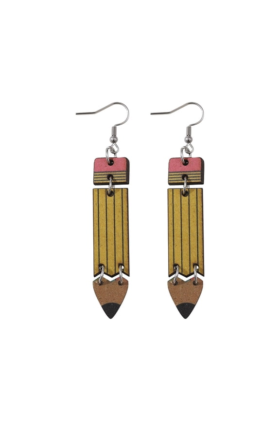 Pencil Double Sided Wooden Earrings Teaching Learning Pencil Double Sided Wooden Earrings Graduation Season Back to School Season Student Teacher Earrings