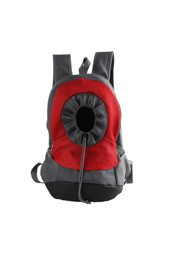 Pet Backpack Strap Foldable Mesh Dog Shoulder Bag Cat Chest Bag Hands-free Dog Backpack Carrier, Large, Black