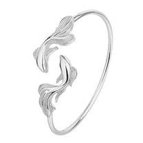 SUSHANG Pisces Bracelet Elegant Open Bracelet Ladies Personality Trend Double Bracelet Copper Plated Real Gold Fish Bracelet