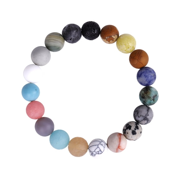 SUSHANG Planetary Bracelet 1 Pack Solar System Bracelet 7 Chakras Natural Stone Bracelets for Women Men Stress Yoga Beads Elastic Bracelet Bangle
