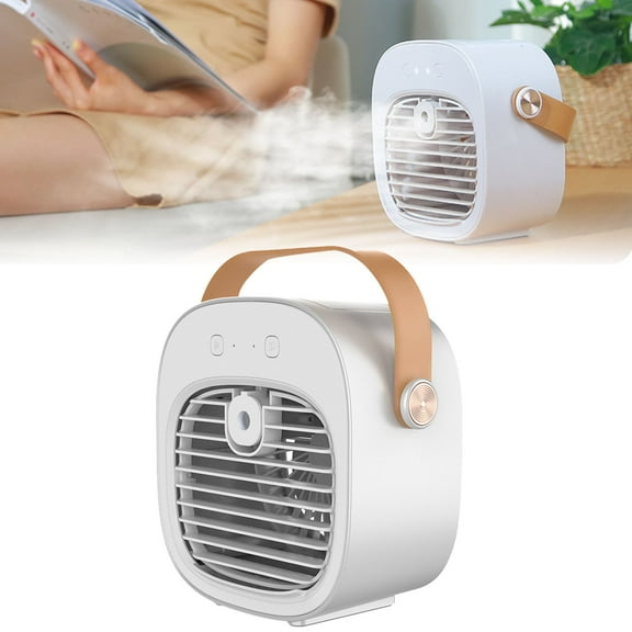SUSHANG Portable Air Cooler & Humidifier - Mutifunctional Wireless 3-Speed Mini Evaporative Cooler with Handle & Ice Fan - Personal Desktop Ac for Bedroom, Office & Travel Use