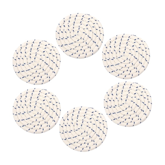 SUSHANG Quilted Placemats Washable Round Placemats for Kitchen Table Cotton Rope Woven Meal Mat Circular Cotton Thread Woven Cup Mat Pot Mat Kitchen Table Thickened Insulation Mat