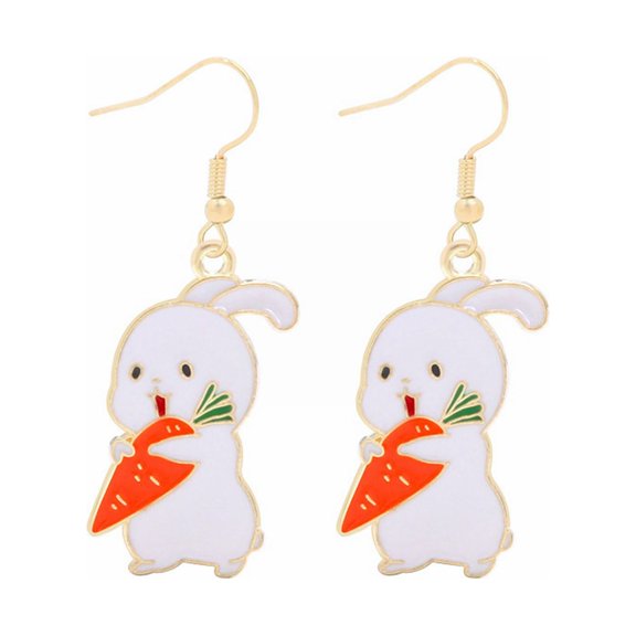 SUSHANG Rabbit Carrot Earrings Cartoon Cute Bunny Dangling Rabbit Earrings Happy Easter Egg Carrot Earring Easter Earrings Cartoon Cute Rabbit Earrings