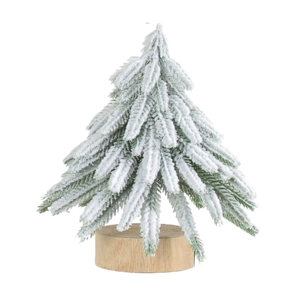 SUSHANG Realistic Miniature Christmas Trees on Round Wooden Base, Set of Charming Cedar Decorative Trees for Tabletop, Shelf and Rustic Farmhouse Holiday Displays