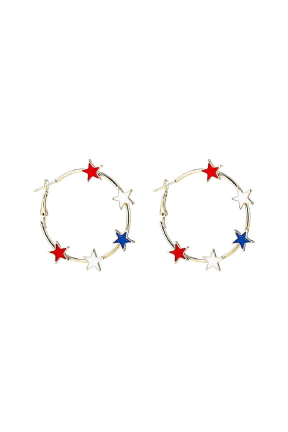 Red Blue and White Flag Earrings July 4Th American Independence Day Creative Five Pointed Star Red Blue and White Flag Earrings Fashionable Flag Jewelry for Women As Gifts