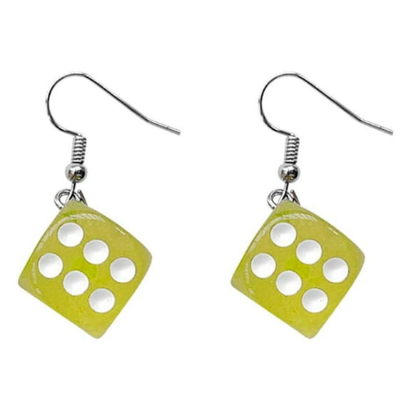 SUSHANG Resin Dice Earrings Personality Funny Acrylic 3D Dice Pendant Drop Earrings Bar Party Jewelry Candy Colors Resin Dice Earrings