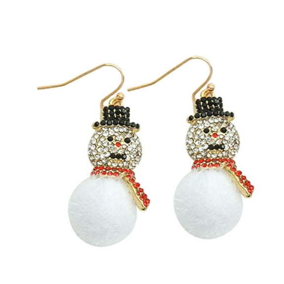 SUSHANG Rhinestone Snowman Earrings Women Christmas Snowman Earring Cute Earring