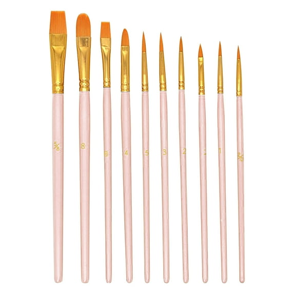 SUSHANG Round Tip Brushes Nylon Brushes Artist Wood Brushes for Oil Watercolor Face Nail Arts Miniature and Rock Painting