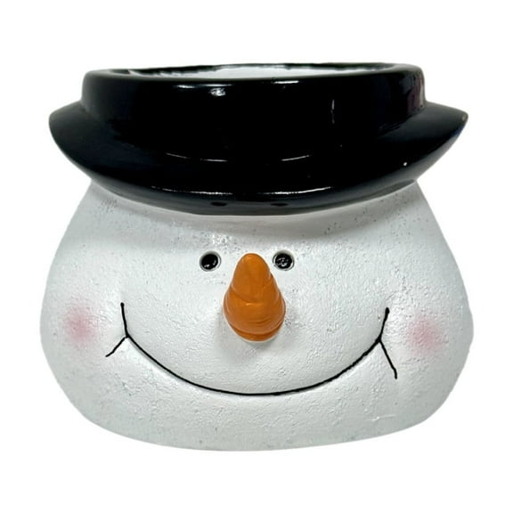 SUSHANG Santa Head Planter - Fun Christmas Snowman Resin Flowerpot with Red Black Hat, Cute Tabletop Small Potted Plant Container for Indoor Holiday Home Decor