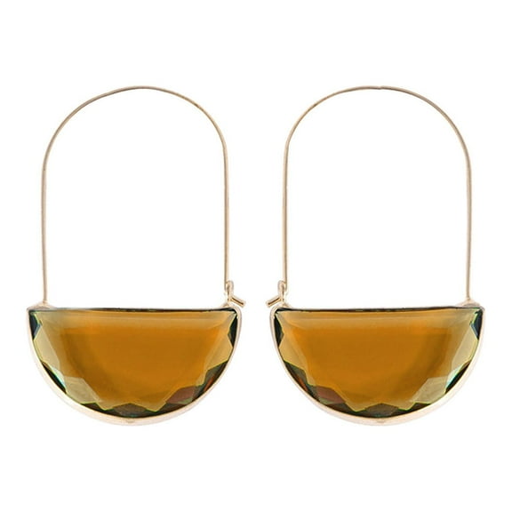 SUSHANG Semi-Circular Stone Earrings Semicircle Gemstone Drop Dangle Earrings for Women Sterling Silver Hook Earring