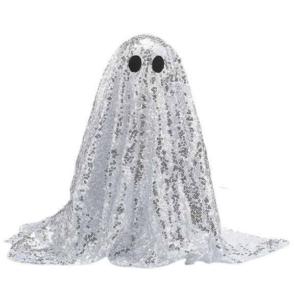 SUSHANG Sequined Ghost Indoor Bedside Ornaments for Halloween Centerpiece - Battery Operated Spooky Table Decor for Indoor Home, Kitchen, Mantel or Party Supplies with Glow Effects