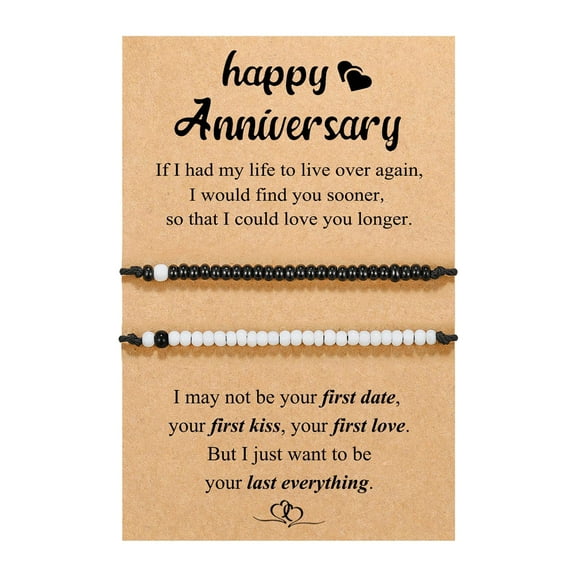 SUSHANG Set of Two Bracelets Pinky Promise Matching Bracelet for Couples Man Distance Relationship Gifts for Women Men Him Her Cute Couple Gifts