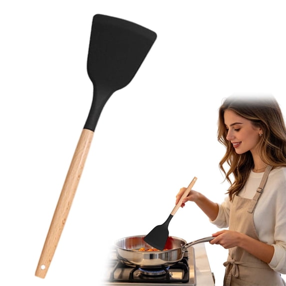 SUSHANG Silicone Spatula Wooden Handle for Cooking Baking Mixing,Heat ...