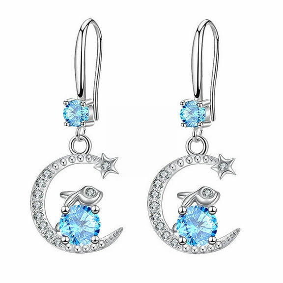SUSHANG Silver Rabbit Full Diamond Earrings Personality Temperament Inlaid Diamond Minimalist Fine Earring Studded Diamond Earrings Zircon Earrings Rabbit Earrings Women'S Full Diamond