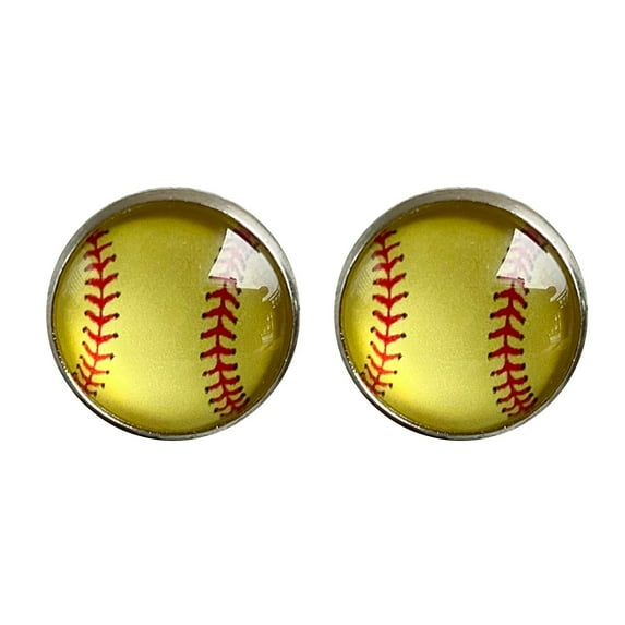 SUSHANG Simple Retro Earrings Time Gem Glass Earrings Sports Basketball Baseball Softball Volleyball Simple Vintage Earrings