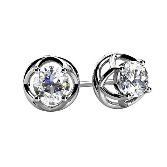 SUSHANG Simple Zircon Stud Earrings Earrings Trend with Fashion Set Zircon Temperament Geometry Earrings Contracted Show Temperament Delicate Full Diamond Zircon Earrings