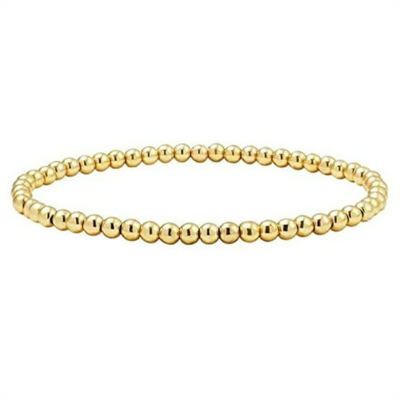 SUSHANG Single Bracelet Plated Gold Bead 4Mm Bracelet Paper Clip Bracelet Gold Bracelet Fashion Bracelet for Women