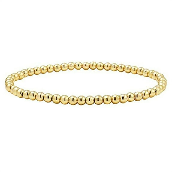 SUSHANG Single Bracelet Plated Gold Bead 4Mm Bracelet Paper Clip Bracelet Gold Bracelet Fashion Bracelet for Women