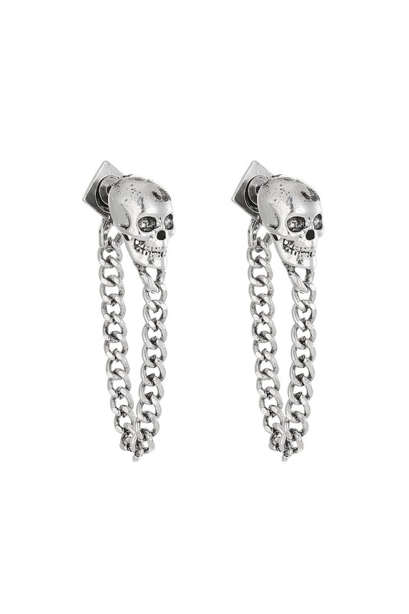 Skull Earrings Gothic Earrings Retro Punk Skeleton Earrings for Women Men Halloween Head Earrings Human Sjeleton Dangling Earrings Long Tassels