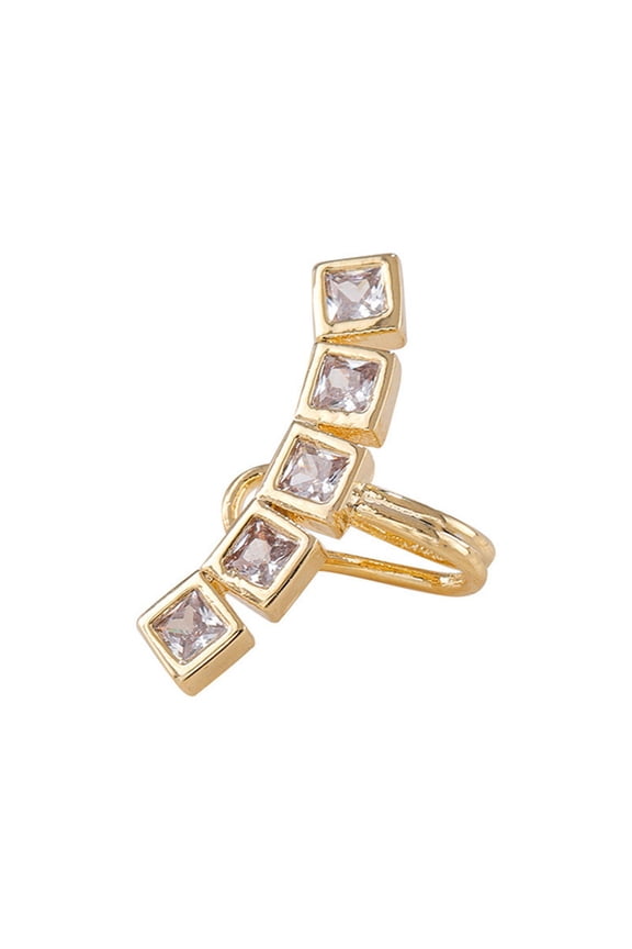 Square Zircon Ear Cuff Simple Design Sense Square Zircon Ear Clip Earrings Contracted Show Temperament Delicate Earrings