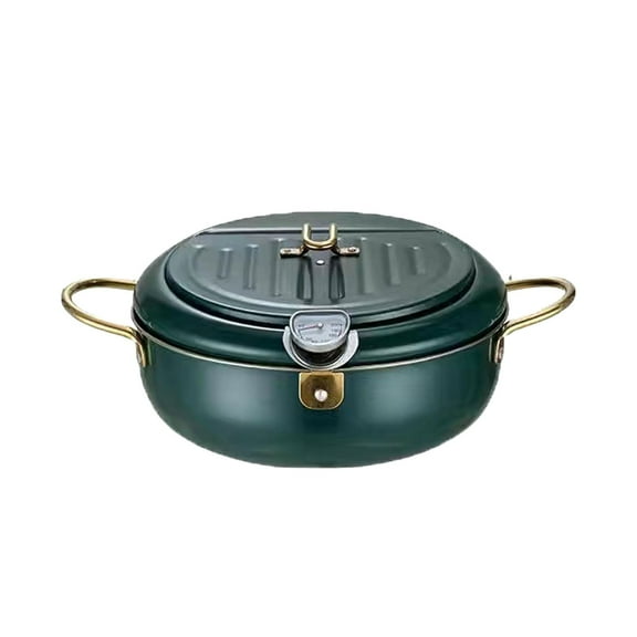 SUSHANG Stainless Japanese Deep Fryer Pot with Temperature Gauge and Oil Drip Drainer Rack 304 Stainless Frying Pot for Chicken French Fries and More Nonstick Design with Precise Temperature