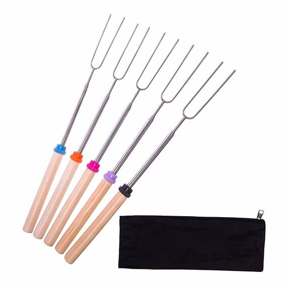 SUSHANG Stainless Steel BBQ Marshmallow Roasting Sticks Extending Roaster Telescoping for Campfire, Roasting Sticks for Fire Pit, Smores Skewers