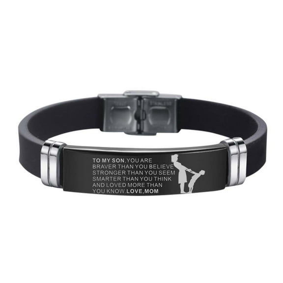 SUSHANG Stainless Steel Silicone Wristband Bracelets Bracelet Inspirational Bracelet Steel Mom & Silicone and From Son Dad Bracelets