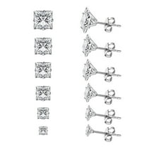 SUSHANG Stainless Steel Zircon Earrings Stud Earrings for Men 316L Stainless Steel Studs Earrings for Women Clear Cubic Zirconia Earrings Men Studs Set 38Mm