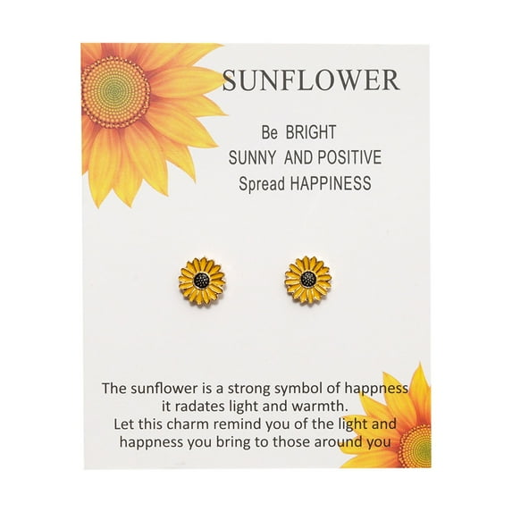 SUSHANG Sunflower Flower Earrings Elegant Flowers Stud Earrings Zircon Alloy Oil Drop Sunflower Card Earrings Lady Earrings Square Drill Earrings