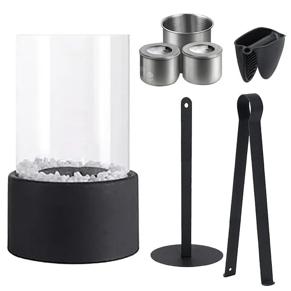SUSHANG Tabletop Fire with Adjustable Flame Portable Mini Fire Bowl for Indoor and Outdoor Use Elegant Design with Glass and Stone Perfect for Patio Dinner and Gatherings Creates a Warm Cozy Atmosp