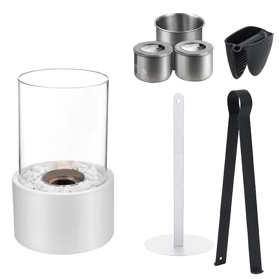 SUSHANG Tabletop Fire with Adjustable Flame Portable Mini Fire Bowl for Indoor and Outdoor Use Elegant Design with Glass and Stone Perfect for Patio Dinner and Gatherings Creates a Warm Cozy Atmosp