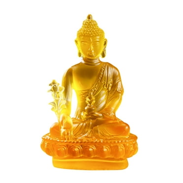 SUSHANG Tibetan Medicine Buddha Statue,Thai Sitting Buddha Statue for Healing,Translucen for Health Yellow One Size