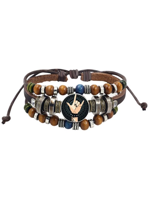 Time Gem Bracelet 9 Different Rock Gesture Woven Bracelet Made of Artificial Leather Is The for Friends Girlfriends and Classmates