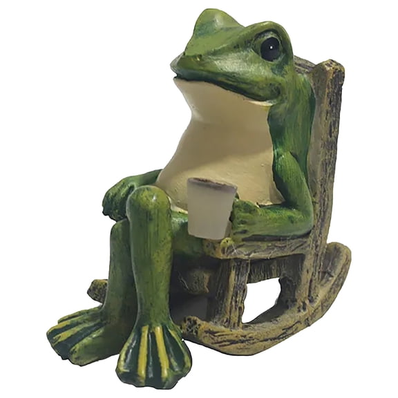 SUSHANG Toad Ornaments Powered Rocking Chair Frog Creative Resin Warm Ornament Style Gift Decoration Cracking and Fade Could Work Well Even in Heavy Rain or Snowstorms.
