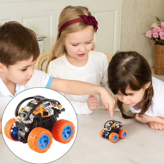 SUSHANG Toy Cars for 1 2 3 Year Old Boys, Truck Toys For Kids 4 Pack Pull Back Cars Stunt Car Friction Powered Toy Cars For Toddlers Boys Vehicles Toys Birthday Gifts