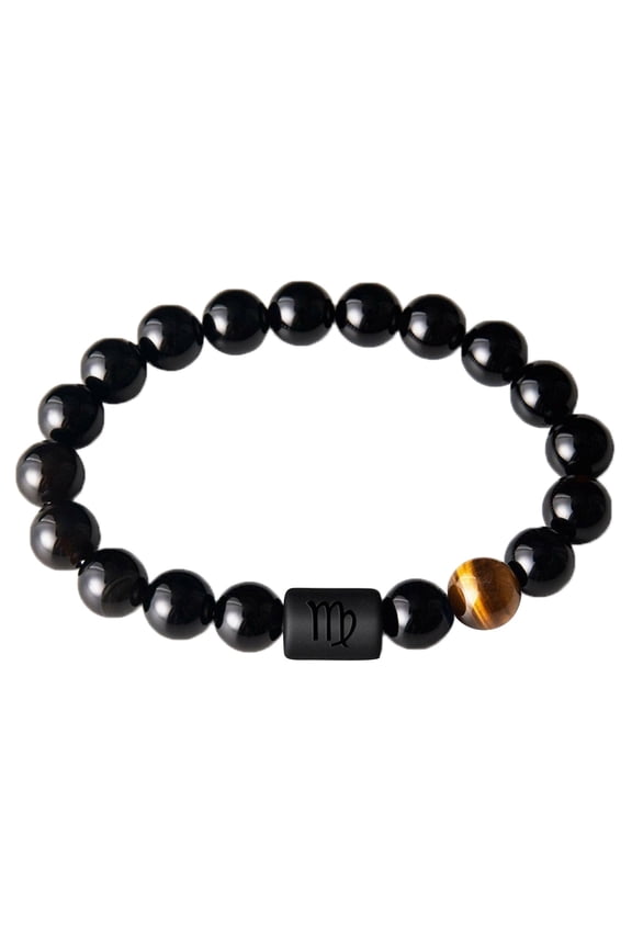 Twelve Zodiac Signs Beaded Bracelet Mens Bracelets Fashion 12 Constellations Stone Tiger Eye Bracelet Elastic Bracelets Stress Yoga Beads Adjustable Anxiety Bracelet