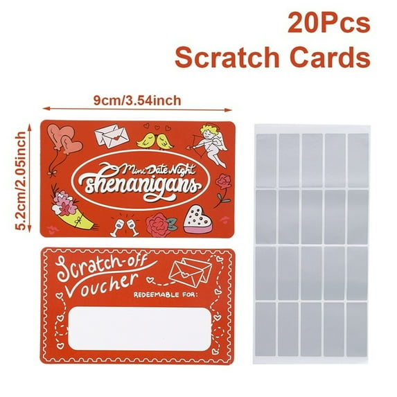 SUSHANG Valentine's Day DIY Scratch Card Kit - 20/40pc Creative Handwritten Interactive Games Set, Homemade Coated Scratch Off Cards for Couples, Fun Date Night Activity