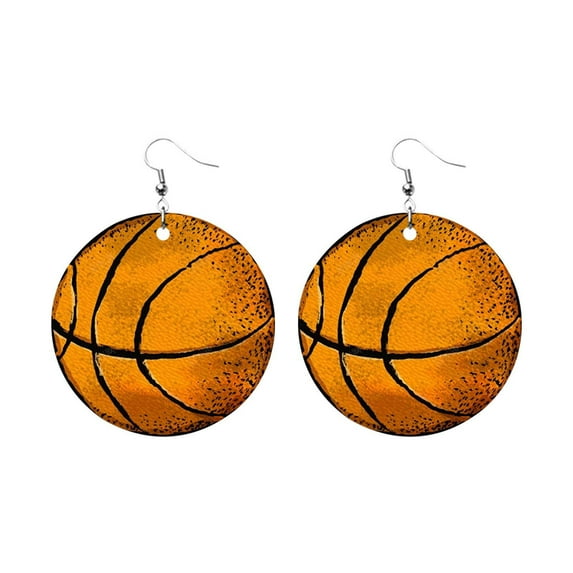 SUSHANG Vintage Drop Earrings Women'S Sports Fans Baseball Leather Earrings Artificial Leather Pendant Earrings Football Basketball Earrings Sparkling Softball Football Mom Earrings