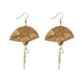 thumbnail image 1 of SUSHANG Vintage Tassel Fan Earrings Asymmetric Fan Earrings Sector Drop Earrings Small Fan Dangle Earrings Cute Retro Ethnic Pretty Stud Earrings, 1 of 8