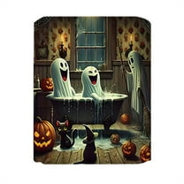 SUSHANG Waterproof Shower Curtain Halloween Shower Curtain Set Halloween Bathroom Curtain Set Shower Curtain Pumpkin Shower Curtain Set with Non Slip Rugs Toilet Lid Cover and Bath Mat