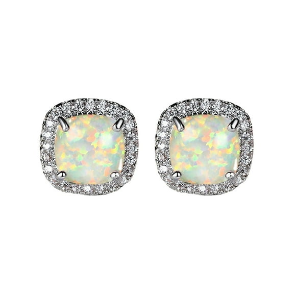 SUSHANG White Opal Stud Earrings Simple Temperament Earrings Stylish Opal Women'S Earrings All Matching Earrings