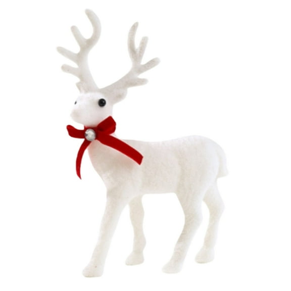 SUSHANG White Plush Christmas Reindeer Toy, Adorable Deer Shaped Decorative Figurine for Holiday Tabletop Display, Cozy Winter Themed Christmas Decorations for Home and Office
