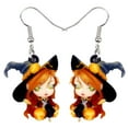 thumbnail image 1 of SUSHANG Witch Earrings Love Acrylic Halloween Witch Pumpkin Earrings Large Long Pendant Womens Girls Holiday Jewelry Gift Charms, 1 of 9