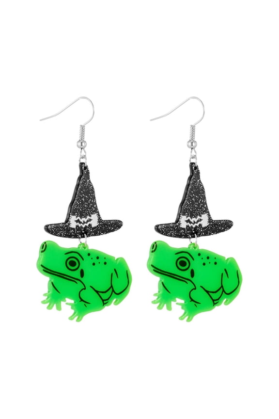Witch Hat Frog Earrings Creative Witch Hat Frog Earrings, Fun and Unique Acrylic Jewelry