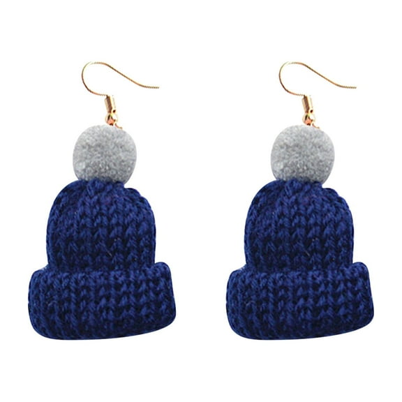 SUSHANG Wool Ball Knitted Hat Earrings Christmas Simulation Creative Earrings Earrings Cute Wool Wool Knitted Hat Earrings Ear Hook