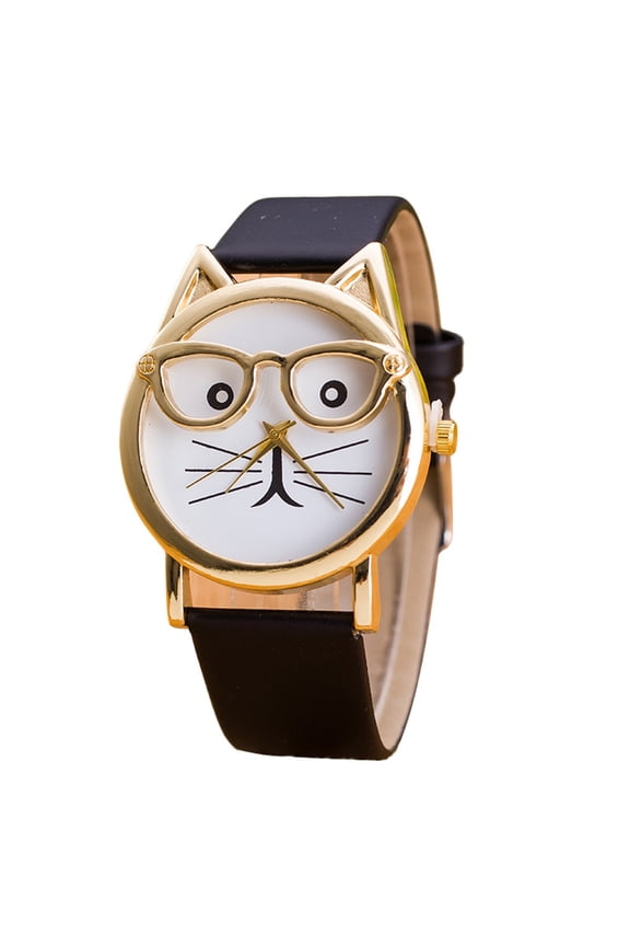 SUSHNAG Ladies Quartz Watch Cats Glasses Dial Women Quartz Watch Fashion for Women