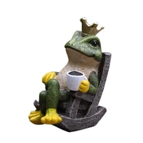 SUSHNAG Miniature Resin Frog Drinking Coffee Figurine - Whimsical Garden Statue and Animal Sculpture for Indoor Outdoor Decor, Weather-Resistant Ornament for Patio, Yard & Home Landscape