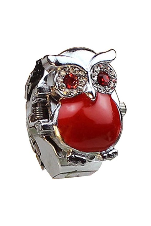 SUSHNAG Owl Ring Watch Watch Clamshell Owl Retro Ring Rd Watch Creative Fashion Finger Women'S Watch