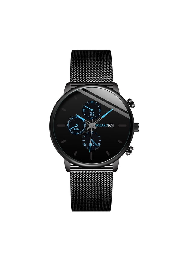 SUSHNAG Stainless Steel Watch Yolako Men'S Casual Quartz Stainless Steel Band Calendar Watch Analog Wrist Watc
