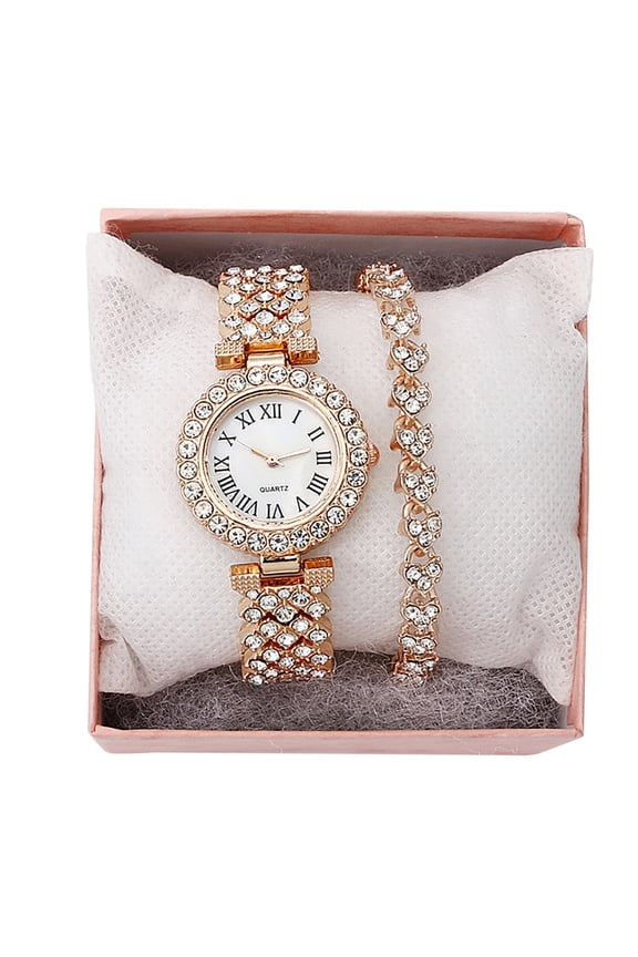 SUSHNAG Watch Bracelet Set Ladies Watch Best Gift Clock Fashion Quartz Watch Diamond Encrusted Roman Lady'S Watch Quartz Watch Bracelet Lady'S Watch